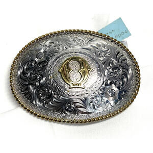 Montana Silversmiths Letter O Ornate Two Tone Western Belt Buckle, NEW